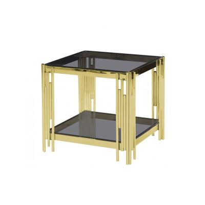 China 2021 hot sale designed classical model side table nordic gold plated steel frame living room sofa end table for sale