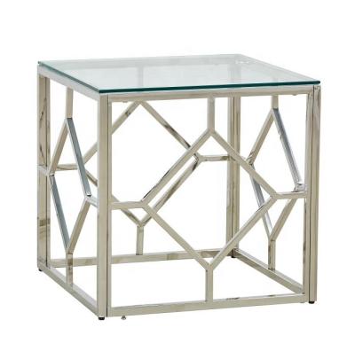 China 2021 new modern coffee table design glass lamp table price cheap stainless steel coffee tables for sale Te koop