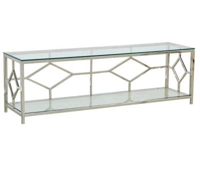 China living room tempered glass top corner TV stand stainless steel chrome colour TV stand cabinets for sale