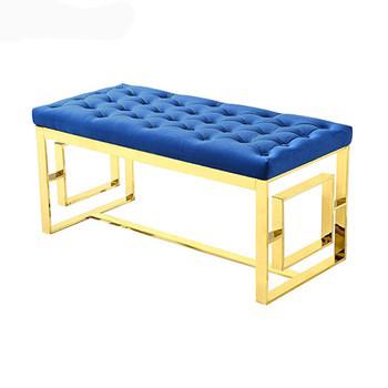 China Modern Simplistic coffee table bench stainless steel frame with gold chromed bench for sale