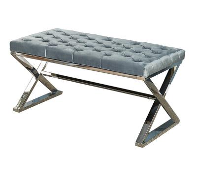 China High quality luxury stainless steel frame comfortable fabric bedroom Bench for sale