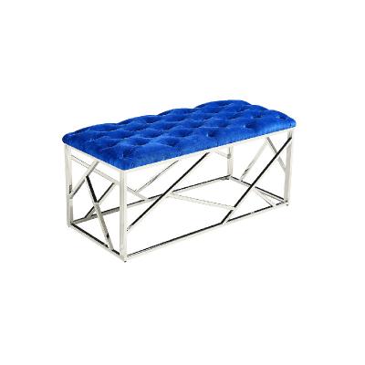 China luxury living room furniture stainless steel tufted velvet ottoman bench for sale