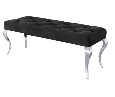 중국 Living Room Velvet Custhion Ottoman Bench Stainless Steel Modern Shoe Storage Bench Single Seat Bench 판매용