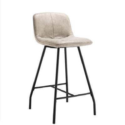 Chine Modern Nordic style high counter stool black PU imitation leather powder coated metal leg bar chair à vendre