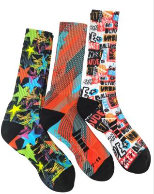 China Breathable Wholesale High Quality Printing Custome Athletic Sports Sock All Over Printed Spandex Socks for sale