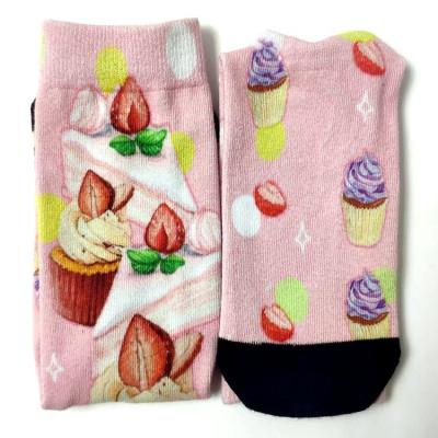 China Wuxi Mingyi new design style fashion print cake dessert leisure series cotton casual women's cutom printed socks for sale