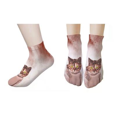 China QUICK DRY Cat Deer Dog Animal Print Socks For Women, Lovely Cute Novelty 3D Face Print Animal Socks for sale