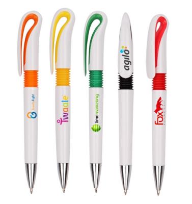 China Pen Hotel Bank Promotional Pen China made curvy ball pen with customer logo on barrel or clip for sale