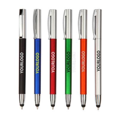 China Promotional Stylus Ballpoint Pens Metallic Twist Clip Metallic Slim Custom Logo Silk Screen Printing for sale