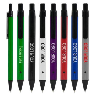 China Pen Custom Promotional Laser Engraved Logo Metal Pen, Flat Barrel Metal Aluminum Ballpoint Pen for sale