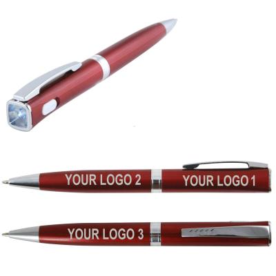 China Red Led Torch Light Promotional Item Pen Promotional Gift Light Ball Pen With Logo for sale