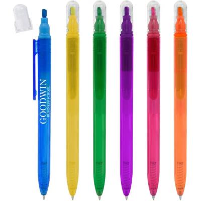 China Promotional Pen Promotional Printed Perfect Pairs Highlighter Pen With Custom Logo for sale