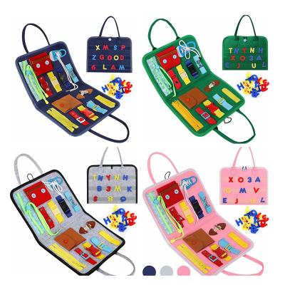 China Eco-friendly Material Busy Board Montessori Toys For Toddlers Foldable Sensory Toys Autism Toys Bag Design Toddler Activity Board for sale