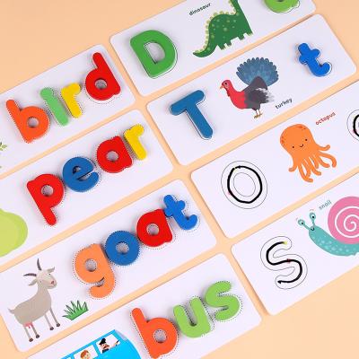 China Cartoon Alphabet Flash Card Assortment Shape Letter Games Montessori Kindergarten Gift Educational Toys Spelling Learning Toy Wooden ABC for sale