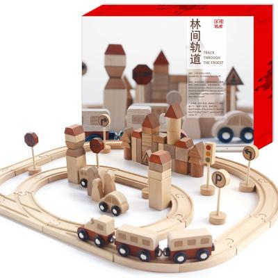 China DIY Train Track Eco-friendly Material Packing Wooden Puzzles Toys Road Car Tracks Baby Boy Educational Puzzle Game Toys Kids Room Nordic Study Decor for sale