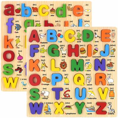 China 26 Letter ABC Puzzle Board Toddler Boys Preschool Girls Montessori Eco-friendly Material Wooden Educational Learning Toys for sale