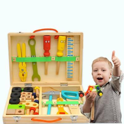 China MODEL TOY Kids Wooden Education Screw Nut Assembling Tool Toys Multifunctional Montessori Pretend Play Engineering Maintenance Baby Gifts for sale