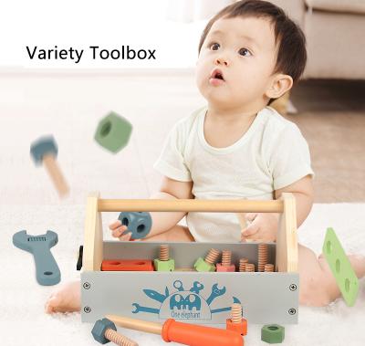 China Assembling Wooden Nut Disassembly Set Tool Basket Simulation Repair Toolkit Early Educational Children's Toys Education Eco-friendly Material for sale