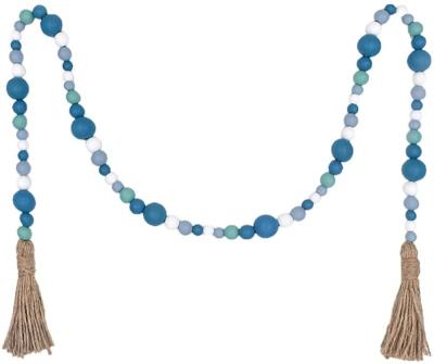 China Wooden Bead String Beach Wood Beads Blue Wooden Bead Garland Tassel Ace Picture for sale