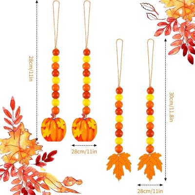 China 12 Pieces Wooden Bead Garland Fall Tier Tray Decor Thanksgiving YX-WB-0007 for sale