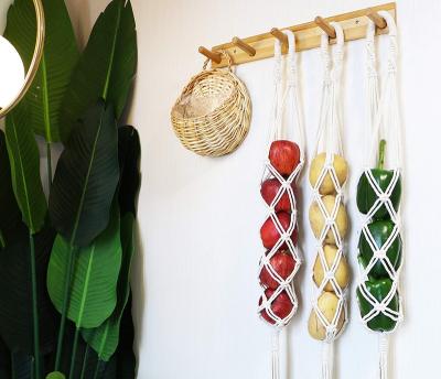 China Sustainable Boho Style 3 Pack Decorative Hanging Fruit Basket Decorative Hanging Fruit Basket for Potato and Onion for sale