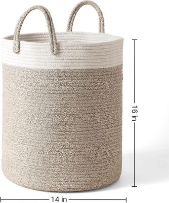 China Large Folding Cotton Woven Laundry Hamper 16 x 14 x 14 Inches For Nursery Blanket Clothes Hamper Basket for sale