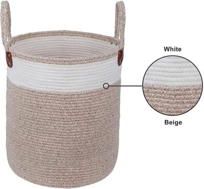 China Folding Portable and Collapsible Cotton Rope Pillow Cover Baskets Nursery Clothes Kids Toy Large Storage Bin Laundry Basket with Handles for sale