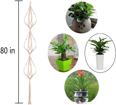 China Rustic 3 Tier 80 Inch Indoor Outdoor Macrame Plant Rack Planter Holder Hanging Flower Pots Rack For Decorations for sale