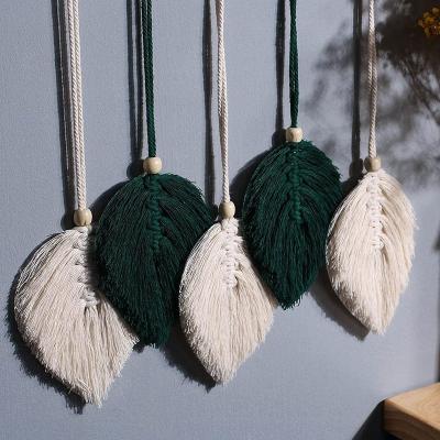 China Boho Macrame Tapestry Cotton Rustic Handmade Yarn Woven Leaf Cups Dream Catcher for sale