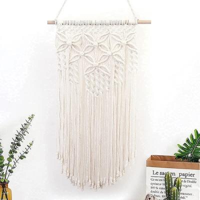 China 2021 Cotton Woven Tapestry Bohemian Chic Handmade Natural Rustic Boho Cotton Rope Macrame Wall Hanging Decor for sale