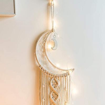 China 2021 New Design Yunxin Premium Rustic Bohemian Macrame Woven Wall Hanging Moon Catcher Dreamy Handmade Room Hanging Tapestry for sale