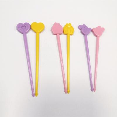 China Cute Disposable ABS Bento Picks Food Picks Fruit Forks Heart Food Picks for sale