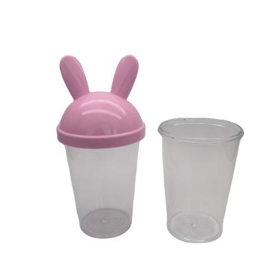 China Rabbit Ear Drinking Cup Pearl Milk Disposable Cold Tea Cup for sale