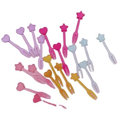 China Cute Disposable ABS Bento Picks Food Picks Fruit Forks Star Love Fork for sale