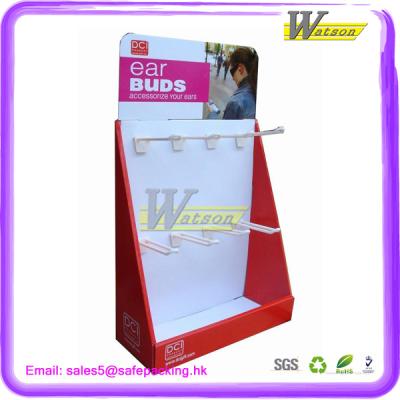 China Paper Recycle Counter Display Stands , Spinning Cardboard Corrugated Paper Hook Display For Earbuds for sale