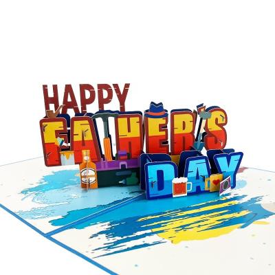 China Europe Father's Day Greeting Card Creative 3D Blessing Card With Color Draw Handmade Paper Cutting for sale