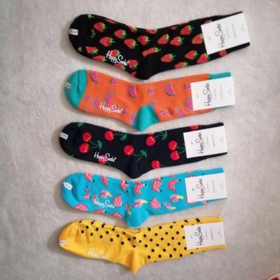 China Creative Custom Cotton Logo Men Women Socks Amazon Breathable Hot Selling Popular Tube Skateboard Casual Happy Socks for sale