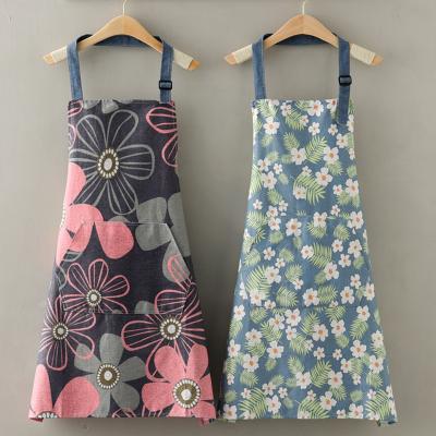 China Simple Retro Apron Wholesale Cooking Kitchen Woman Waterproof Apron for sale