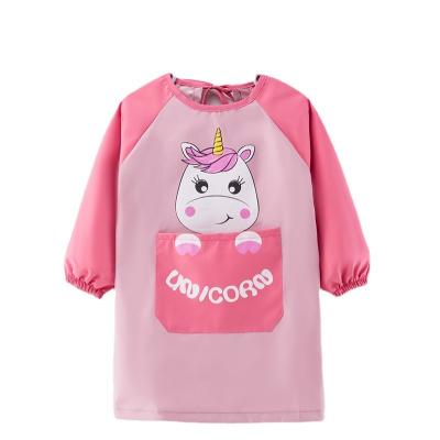 China Washable Children's Waterproof Apron Long Sleeves Baby Apron Bib Kids Painting Shirt For Boys And Girls for sale