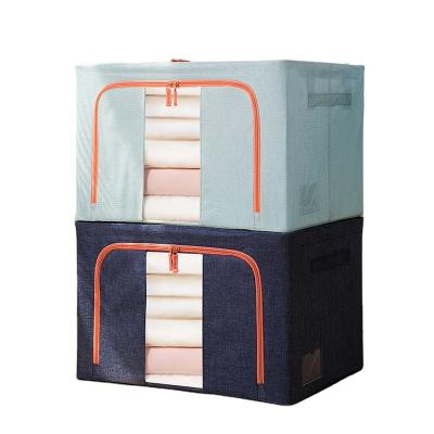 China Oxford Viable Cloth Collapsible Storage Boxes Folding Wardrobe Storage Box Cube Canvas Storage Box for sale