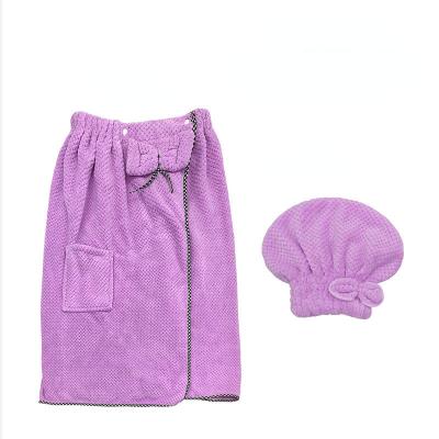 China Hypoallergenic Customize Adult Portable Wrap Towel Hair Towel Soft Coral Fleece Bath Towel Set for sale