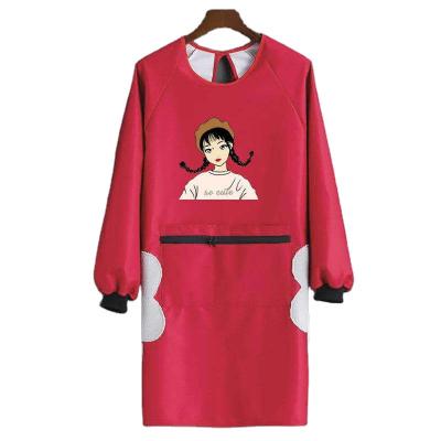 China Modern Simplicity Three-Layer Composite Fabr Long Sleeve Waterproof Oil Proof Apron Bib Apron For Kitchen for sale