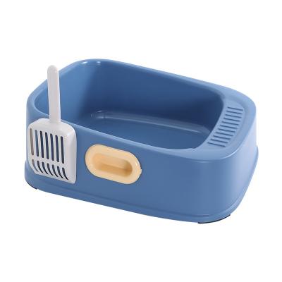 China Factory Made PP Cat Clean Up Products Plastic Space Large Cat Toilet Box Cat Litter Box With Garbage Scoop for sale