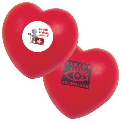 China Promotional custom red heart-shaped PU foam stress reliever ball with logo printed for sale