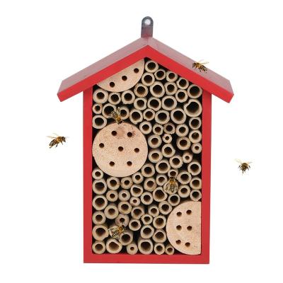 China Sustainable Wooden Bee House Insect Hotel Bee House For Outdoor Hanging for sale