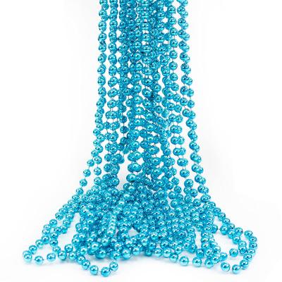 China Metallic Teal Turquoise Beaded Party Necklace Costume 1pcs Mardi Gras Throws Mardi Gras Beaded Plastic Necklace for sale