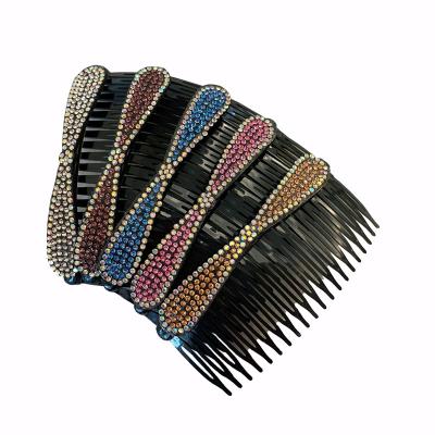 China Plastic 20/29 Tooth Rhinestone Cavity Waterproof Arc Hair Insert Comb Extensions Bangs Fashionable Hair Ornament Insert Comb for sale