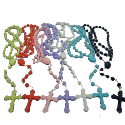 China CLASSIC Wholesale Luminous Cross Jewelry Plastic Rosary Necklace Luminous Necklace for sale