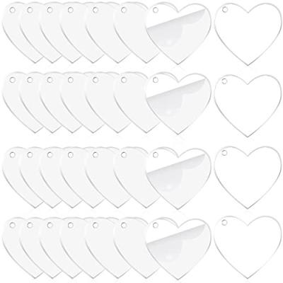 China 2 Inch Heart Clear Acrylic Ornaments Blanks With Vinyl DIY Projects Crafts And Key Chain Making Heart Key Chain Acrylic Blanks for sale