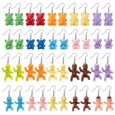 China Cute 20 Pairs Shape Cute Weird Earrings Dangle Baby Plastic Earrings Colorful Bear Earrings Accessory for sale